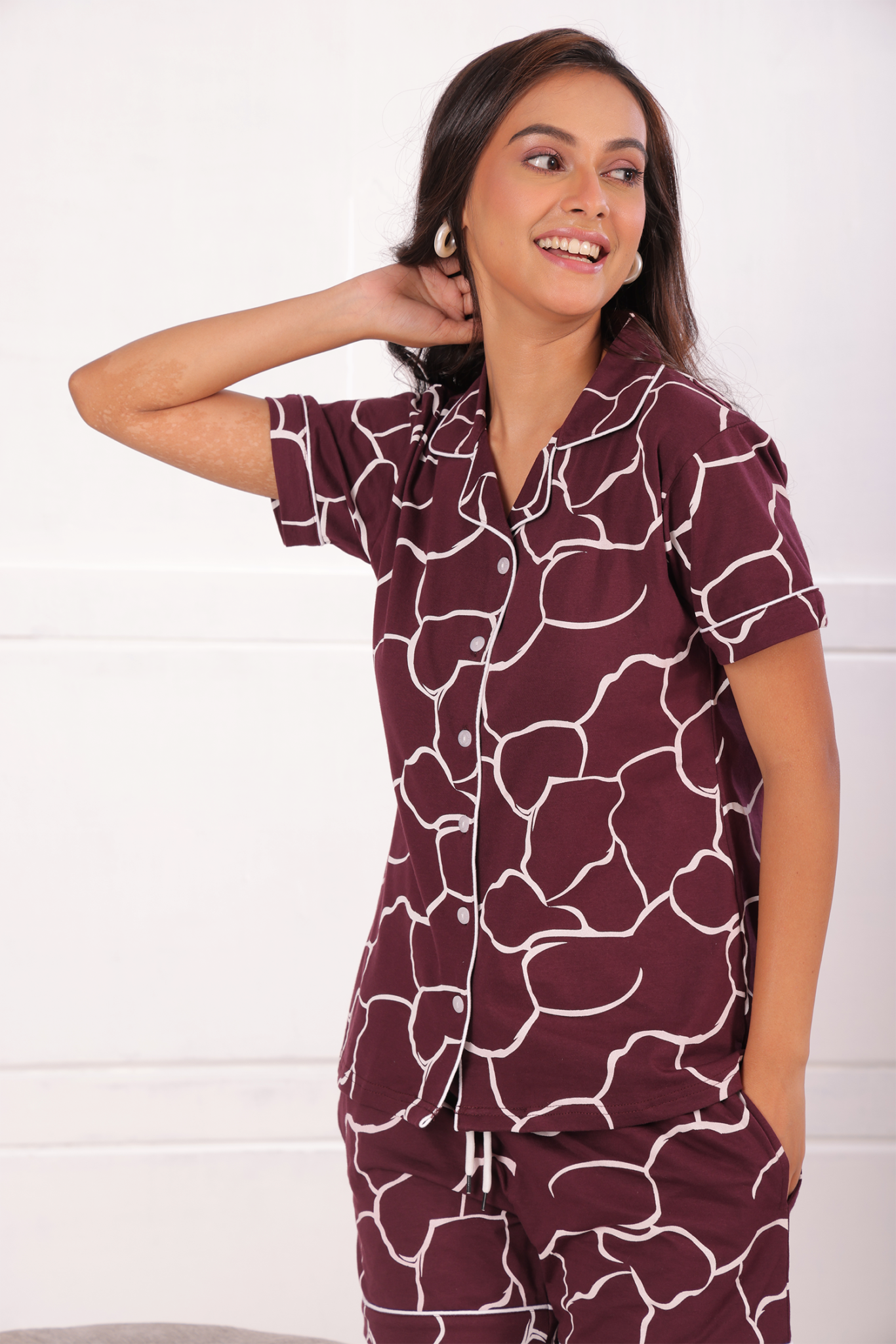 Plum Print Shorts Set - NapStory