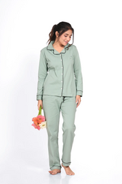 Sage Green Full Sleeve Nightsuit Set - NapStory