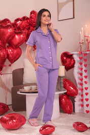 Soft Lavender Solid Pyjama Set - NapStory