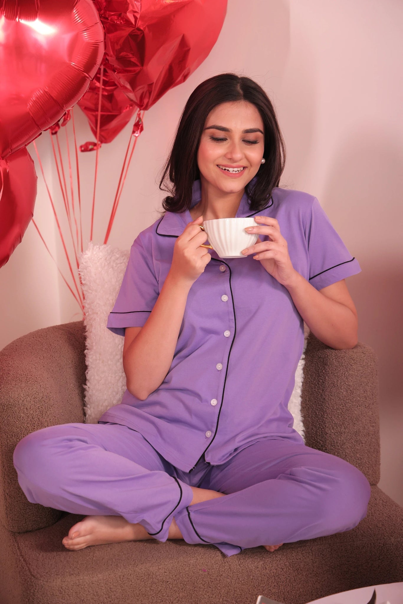 Soft Lavender Solid Pyjama Set - NapStory