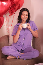 Soft Lavender Solid Pyjama Set - NapStory