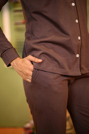 Taupe Brown Full Sleeve Nightsuit Set - NapStory