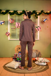 Taupe Brown Full Sleeve Nightsuit Set - NapStory